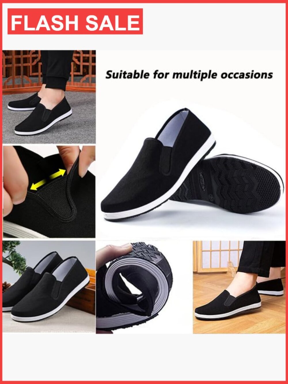 Traditional Chinese Kung Fu Slippers, Canvas Tai Chi Shoes, Anti-Slip Rubber - Picture 2 of 7